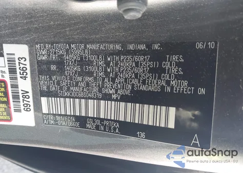 2011 Toyota Sienna Le V6 из США, поврежденный, VIN 5TDKK3DC6BS048319